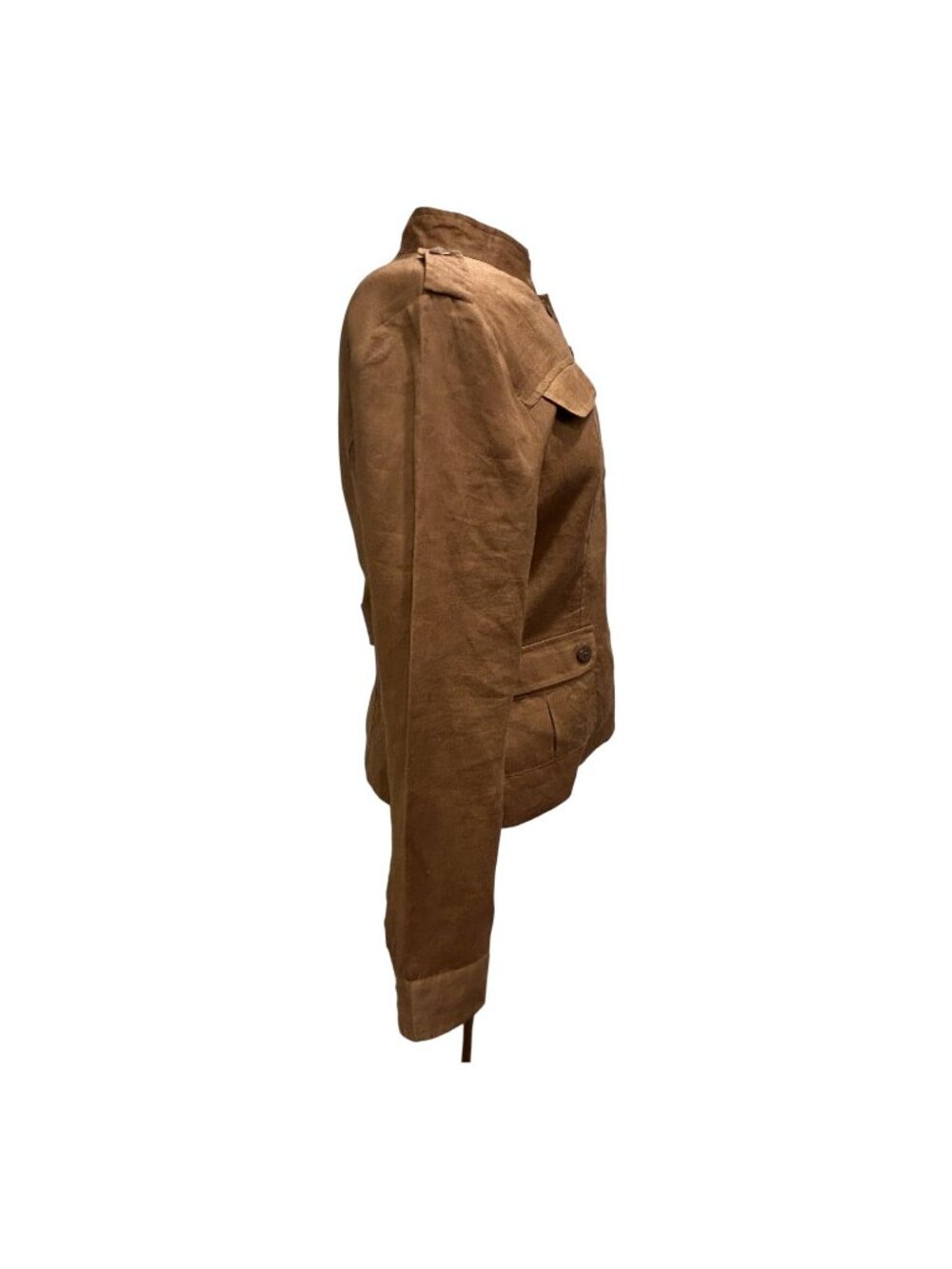 Alison Taylor 100% Linen Military Jacket Womens Size 10 Brown Button Front Safar - Picture 5 of 10